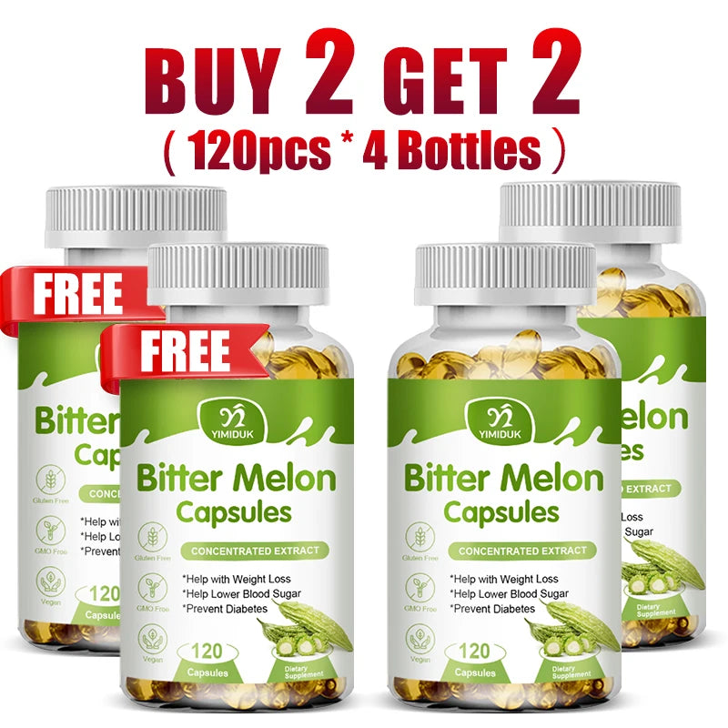Buy 1 Get 1 Free! Bitter Melon Extract Supplement, for Natural Blood Sugar, Metabolism Booster & Weight Management Aid, Vegan