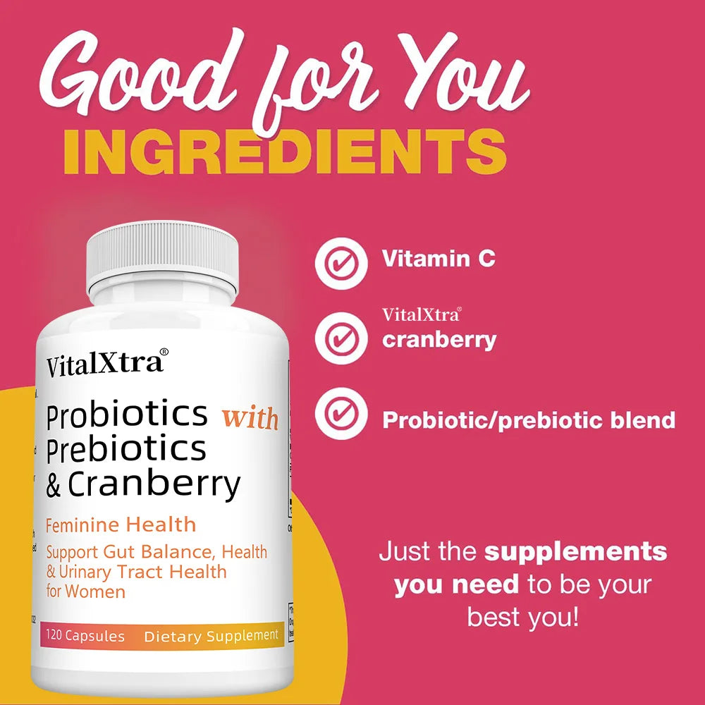 Women’s Probiotic -  Contains Prebiotic Cranberry, Improves Intestinal Health, Improves Digestion, and Relieves Bloating and Gas