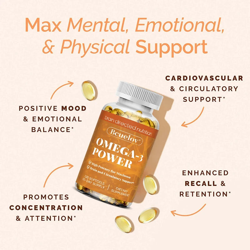 Omega-3 Fish Oil - High-Potency EPA & DHA Supplement for Men & Women, Supports Heart, Joint, Brain Health, Non-GMO, Gluten-Free