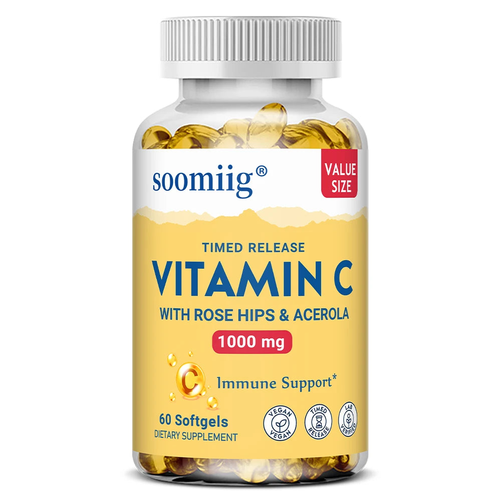 Vitamin C Capsules 1000mg - Immune System and Collagen Booster, Skin Health, Anti-aging Antioxidant Supplements