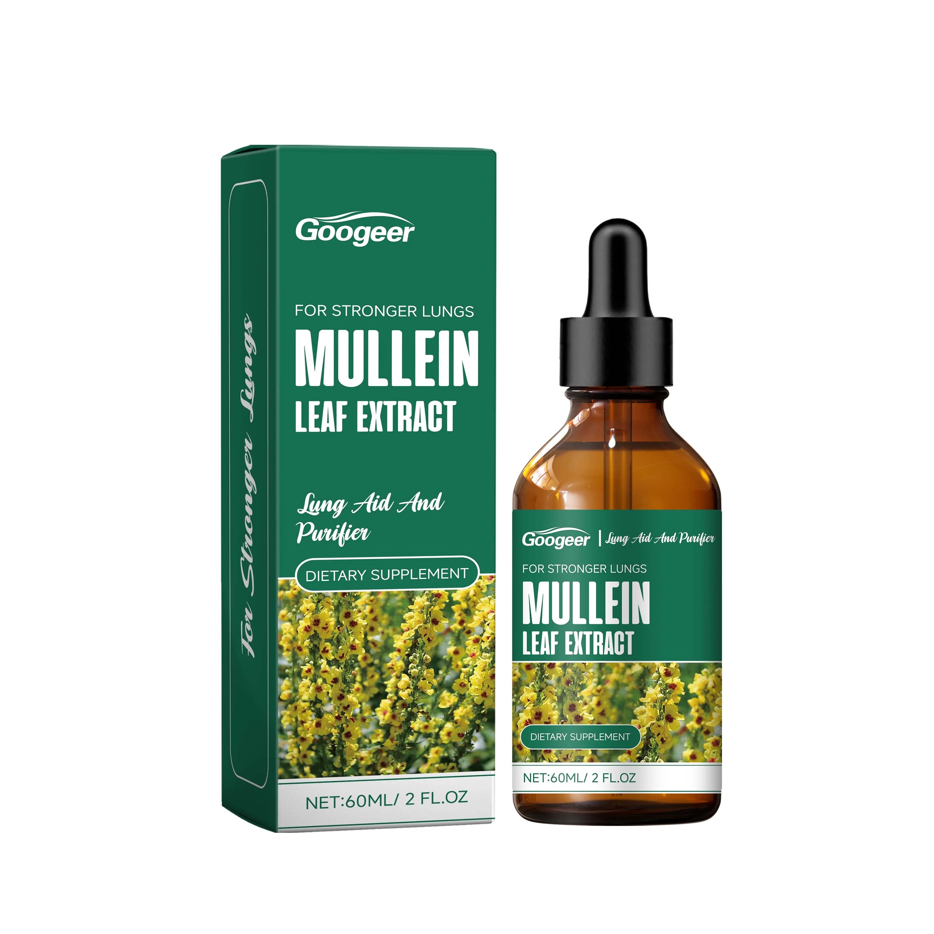 60ml Googeer Mullein Oral Supplement Support Cardio Brain Health Respiratory Comfort Anti Aging Metabolic Boost Heart Wellness