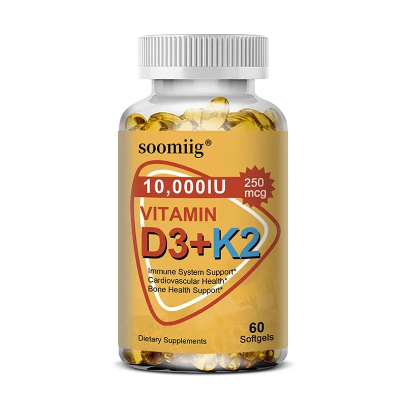 Vitamin D3 K2 Softgel Capsule Supplement Support Joint, Bone and Immune Health Strong Bones & Healthy for Men Women