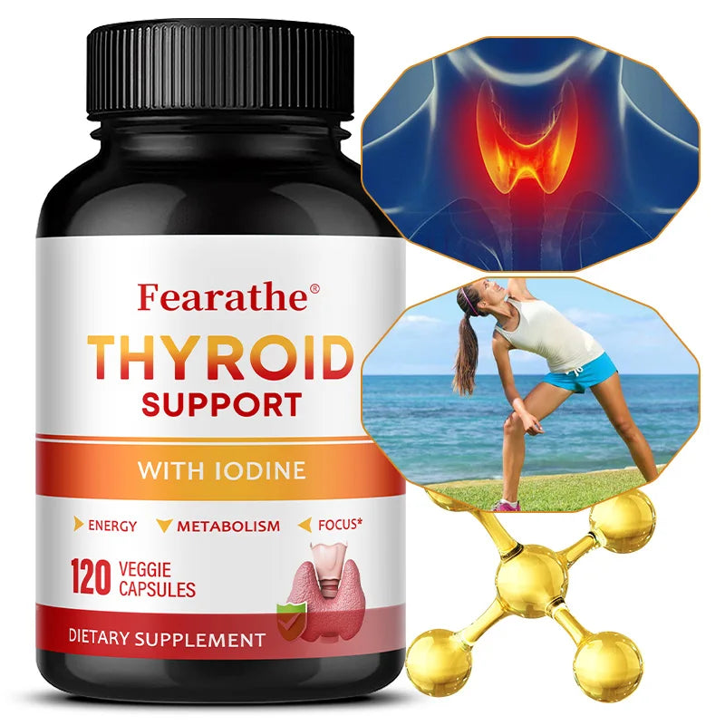 Thyroid Support with Iodine, Improve Your Energy & Mood - Metabolism Booster Thyroid Health Supplement for Women and For Men