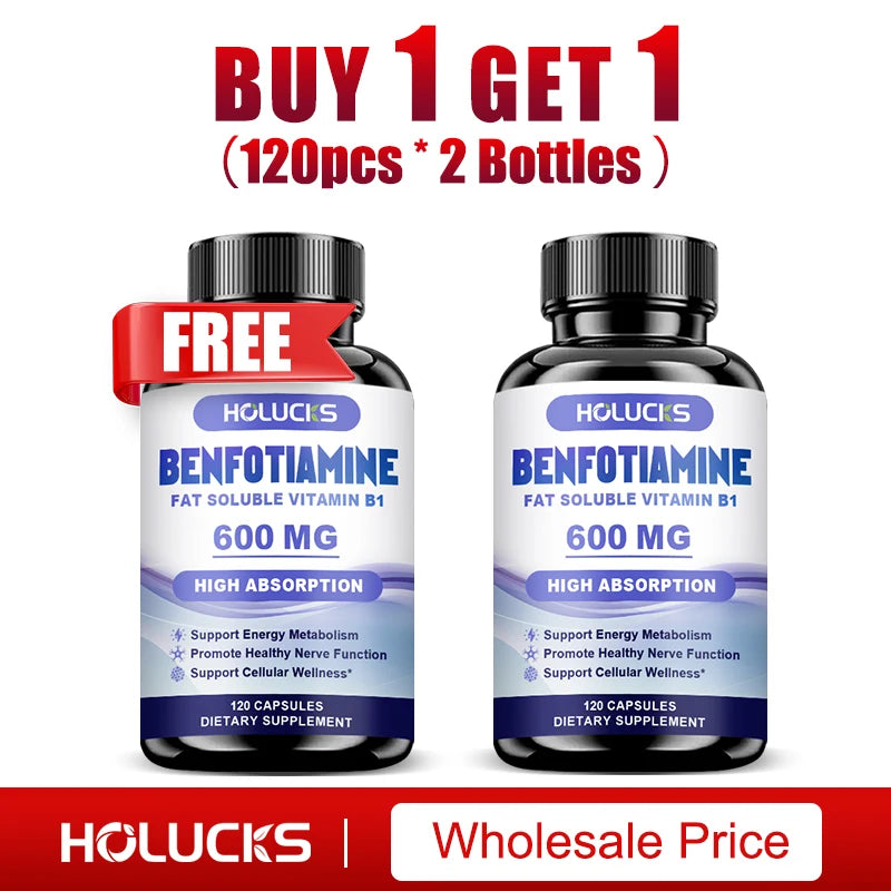 Benfotiamine Capsules, with Fat-Soluble Vitamin B1, Support Nerve Health, Energy Metabolism & Cellular Wellness for Men & Women
