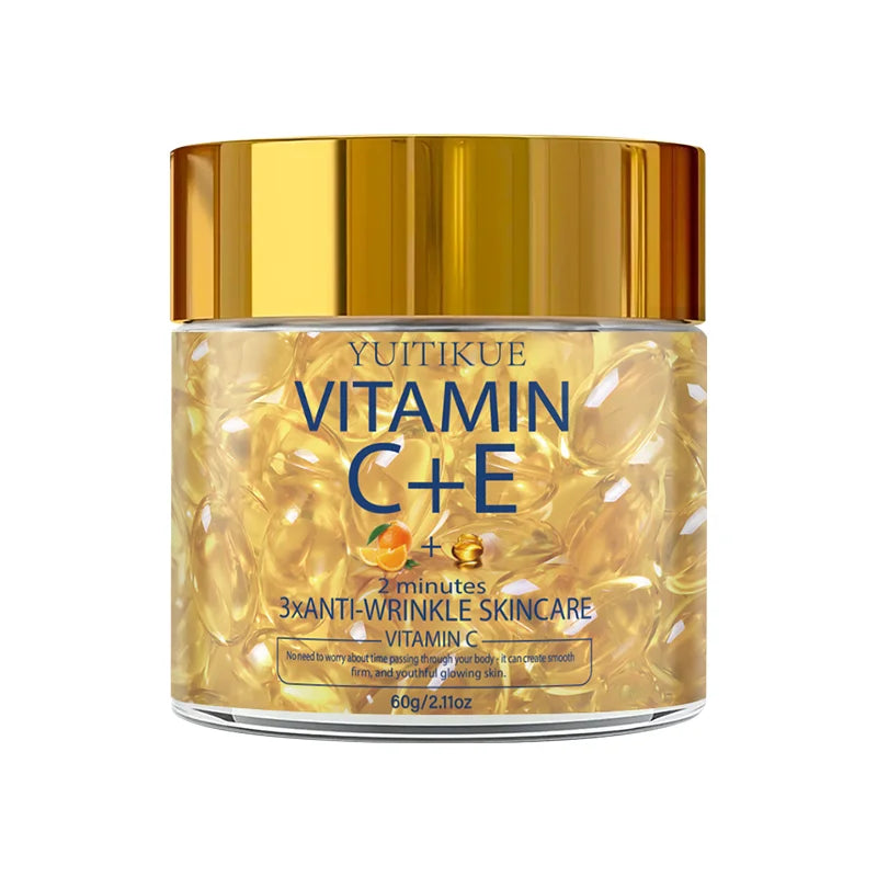 YUITIKUE Vitamin C + E Anti-Wrinkle Capsules - 60g 2-Minute 3x Anti-Aging Skincare for Smooth, Firm & Glowing Skin