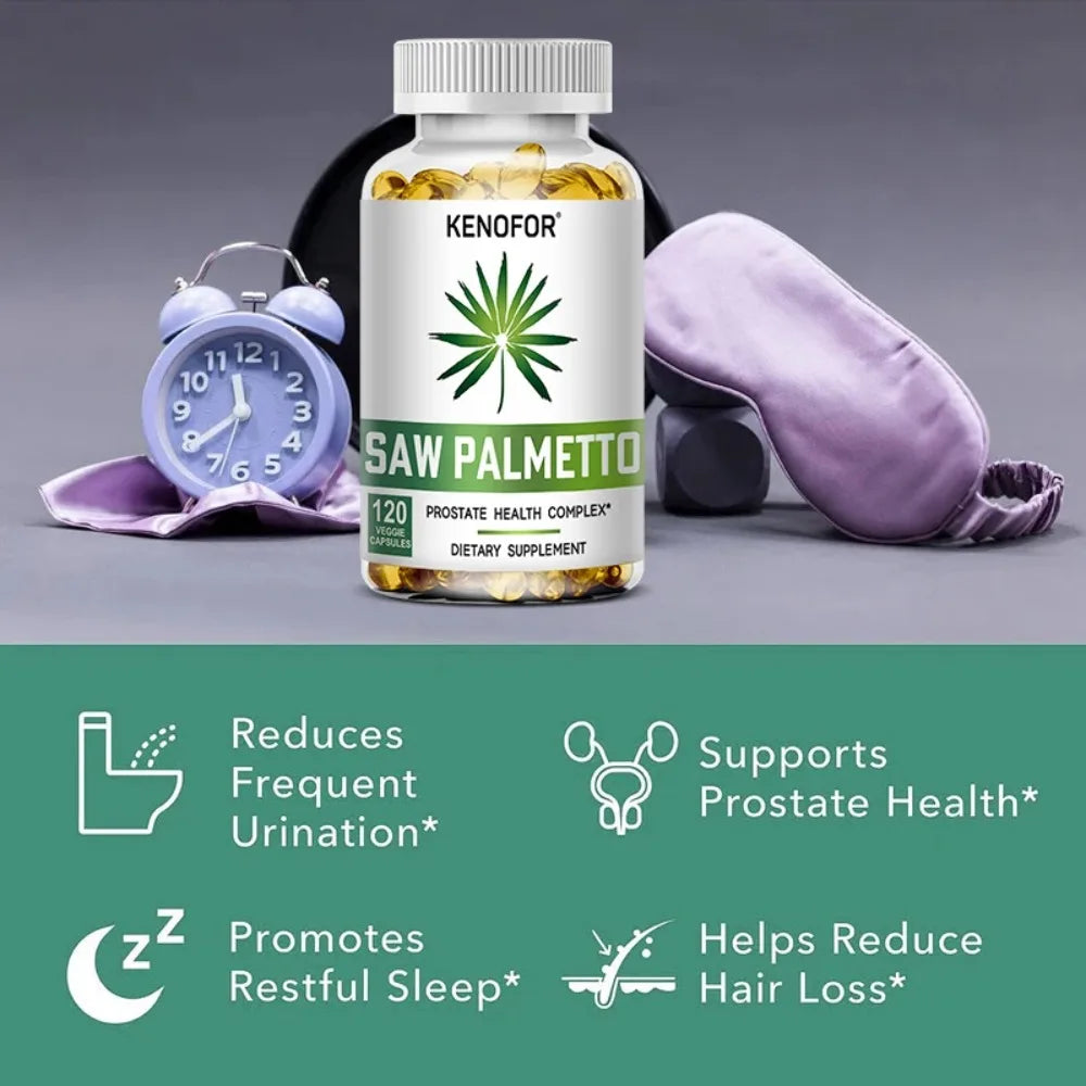 Saw Palmetto Extract Capsules Prostate Health Supplement Hair Growth for Mens Help Normal Urination Frequency