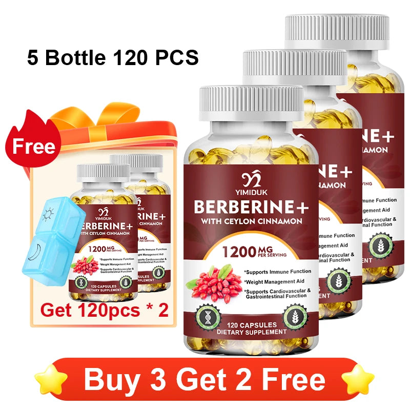 Premium Berberine + Ceylon Cinnamon Supplement, Supports Cardiovascular Health, Glucose Balance, Immunity & Digestive Wellness