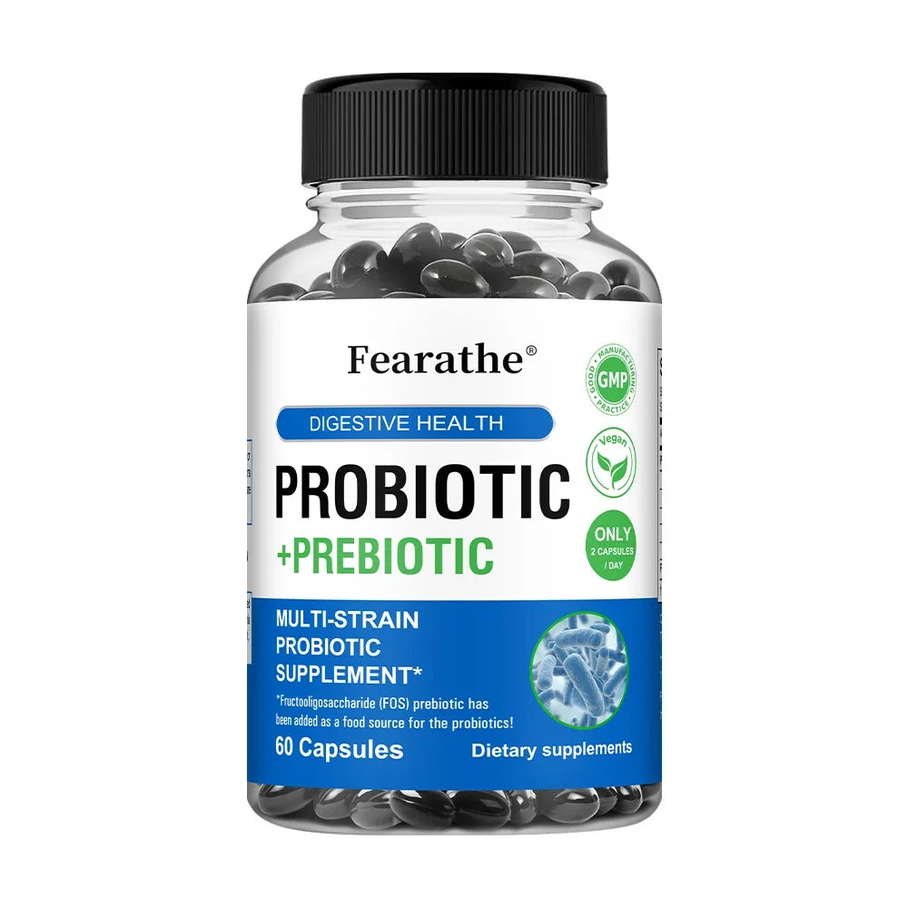 Prebiotics and Probiotics Gut Health Supplement - Digestive Health Acidophilus Probiotic Capsules with Men and Women