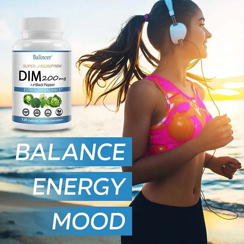DIM Supplement 250mg with Piperine 5mg - Hormone Balance, Menopause Relief & Metabolism Support, Healthy Weight Management