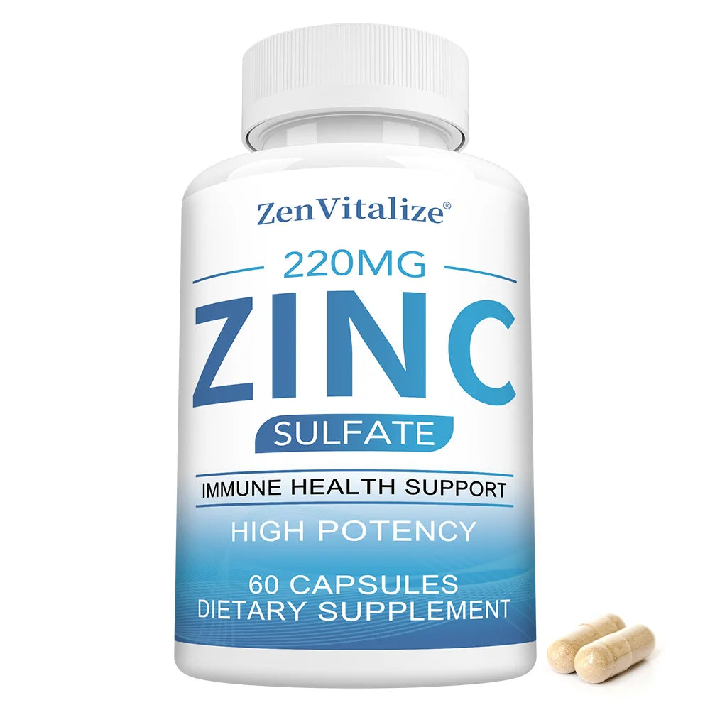 Zinc 50Mg Supplement Capsules – Zinc Sulfate for Antioxidant & Skin Health, Suitable for Both Men and Women