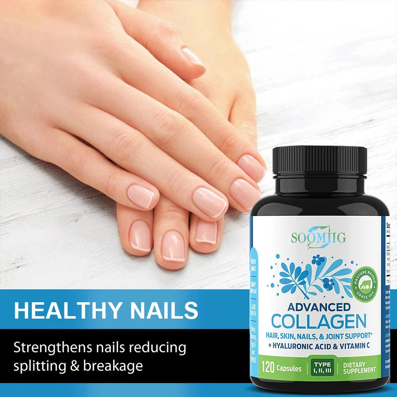 Multi Collagen Capsules, Hydrolyzed Collagen Supplement for Hair Skin Nails Joint & Bone Health, Anti-Aging Antioxidant Support