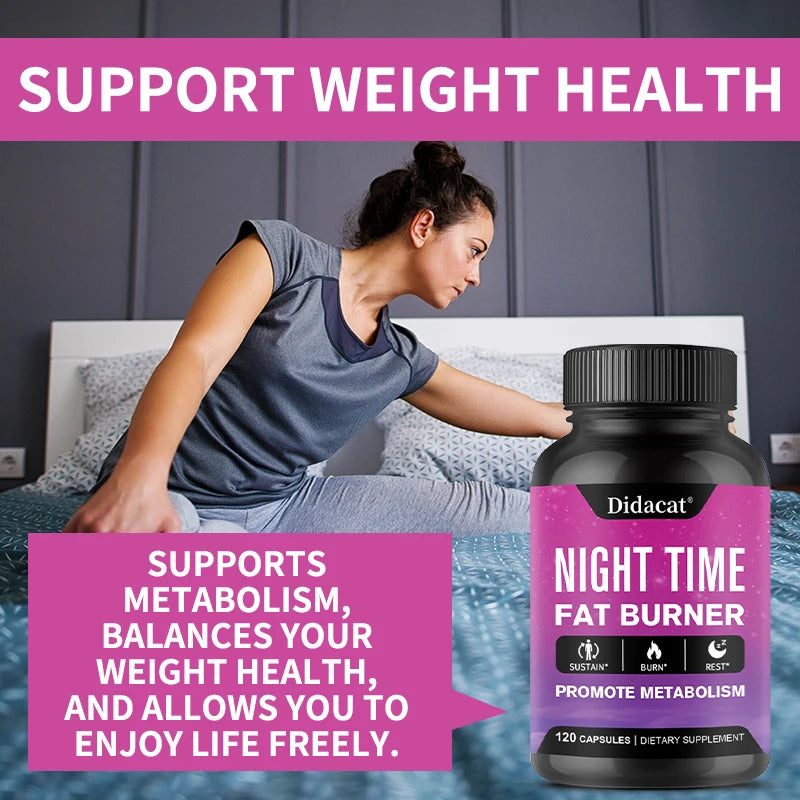 Nighttime Fat Burner - Boosts Metabolism, Suppresses Appetite, Promotes Sleep, Healthy Weight Management Supplement