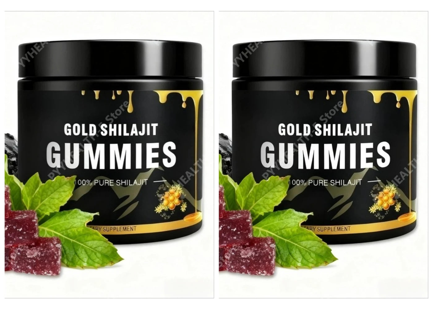 Shilajit Gummies Honey Lemon Flavor Himalayan Shilajit No Added Sugar Ashwagandha for Men Women 100% Natural Organic I 30 Gummy