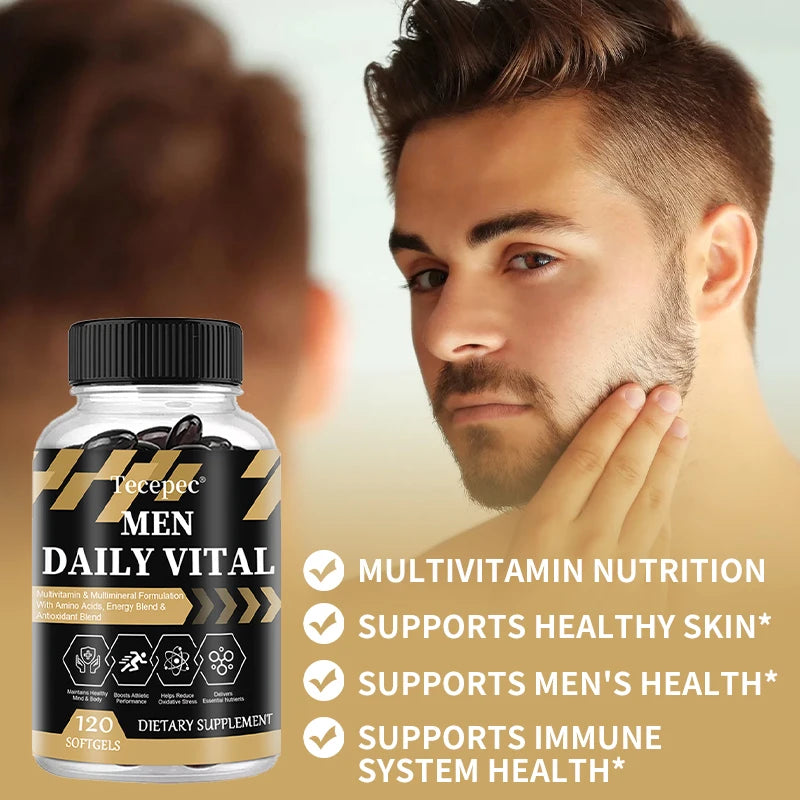 Men's Daily Multivitamin & Mineral Supplement, 22 Essential Nutrients, Supports Energy, Stamina, Immune, Brain & Muscle Health