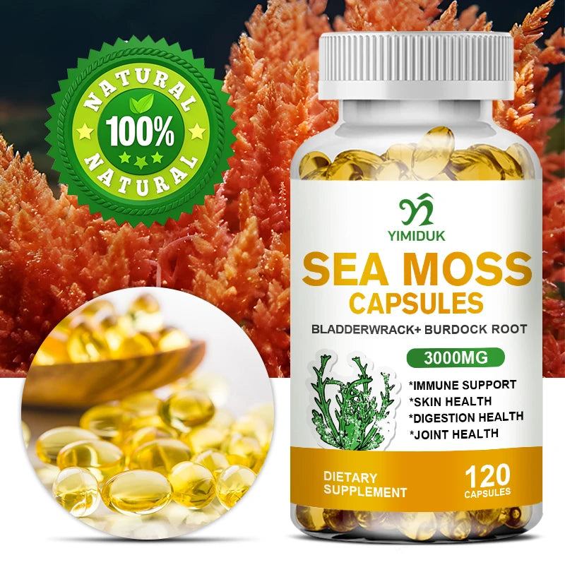 Buy 1 Get 1 Free! Organic Sea Moss Supplement, for Thyroid & Skin Health, Boosts Immunity, Energy & Digestion, GMP Certified