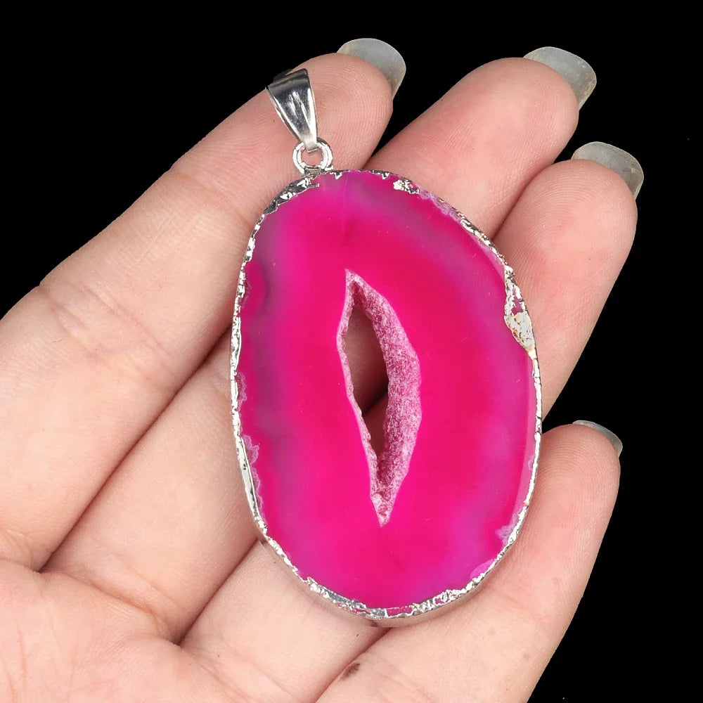 Natural Stone Onyx Pendant Gold Plated Slice Agate Onyx for Trendy Jewelry Making Diy Women Necklace Earring Supply