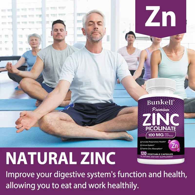 Premium Zinc Picolinate 100mg, High Absorption, Immune Support, Respiratory Health, Energy Production & Sleep Supplement