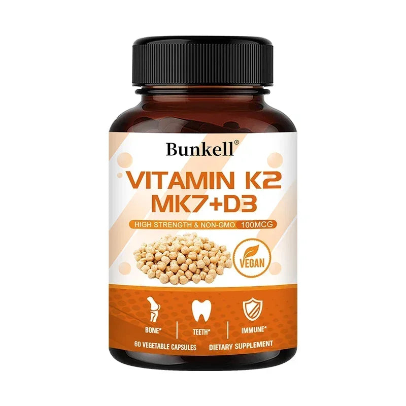 Vitamin K2 MK7 and Vitamin D3 Supplement Capsules, Support Bone Immunity, and Heart Health, Promote Calcium Absorption