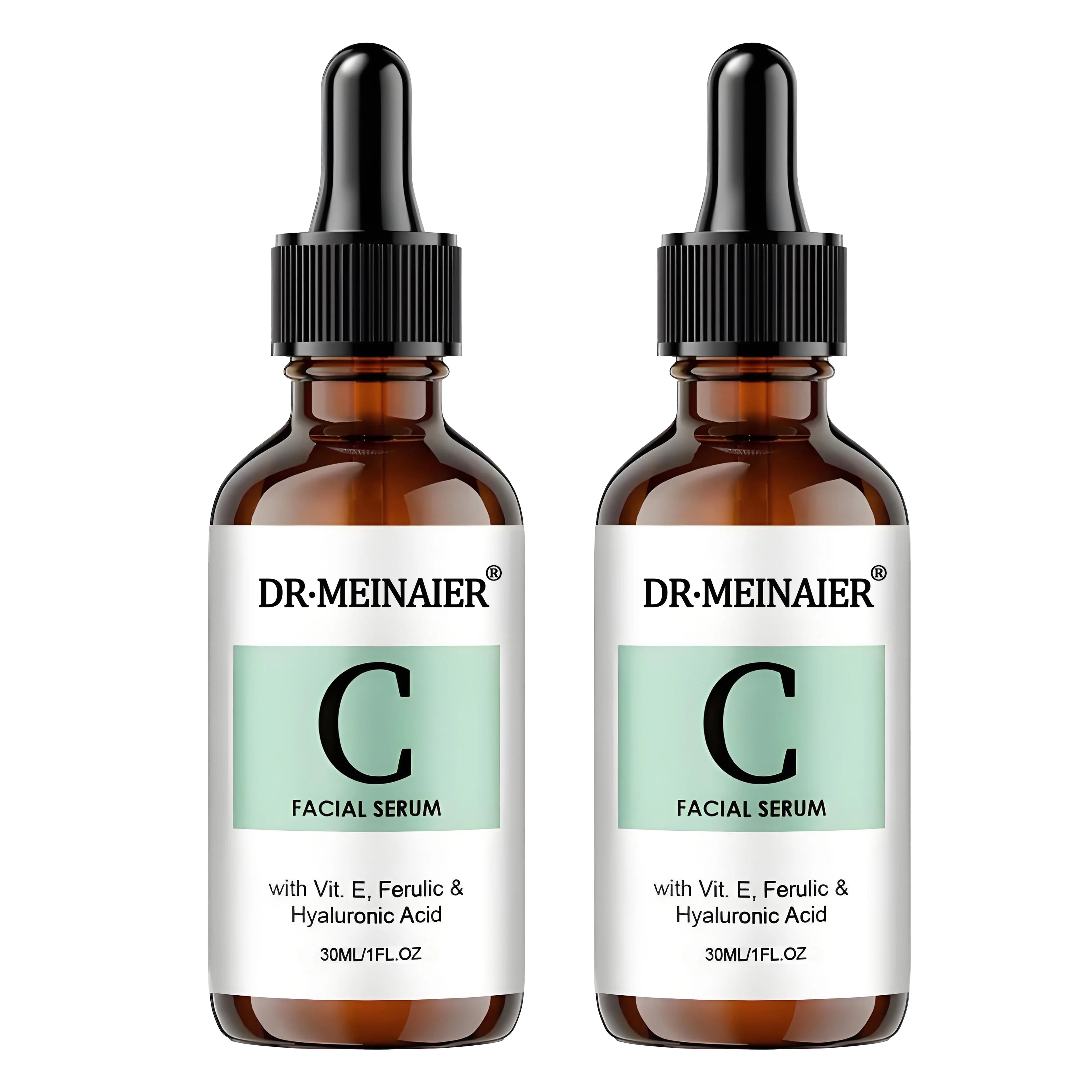 Vitamin C Essence Liquid (20% pure L-ascorbic acid, ferulic acid, vitamin E and hyaluronic acid), suitable for face and eyes,2PC