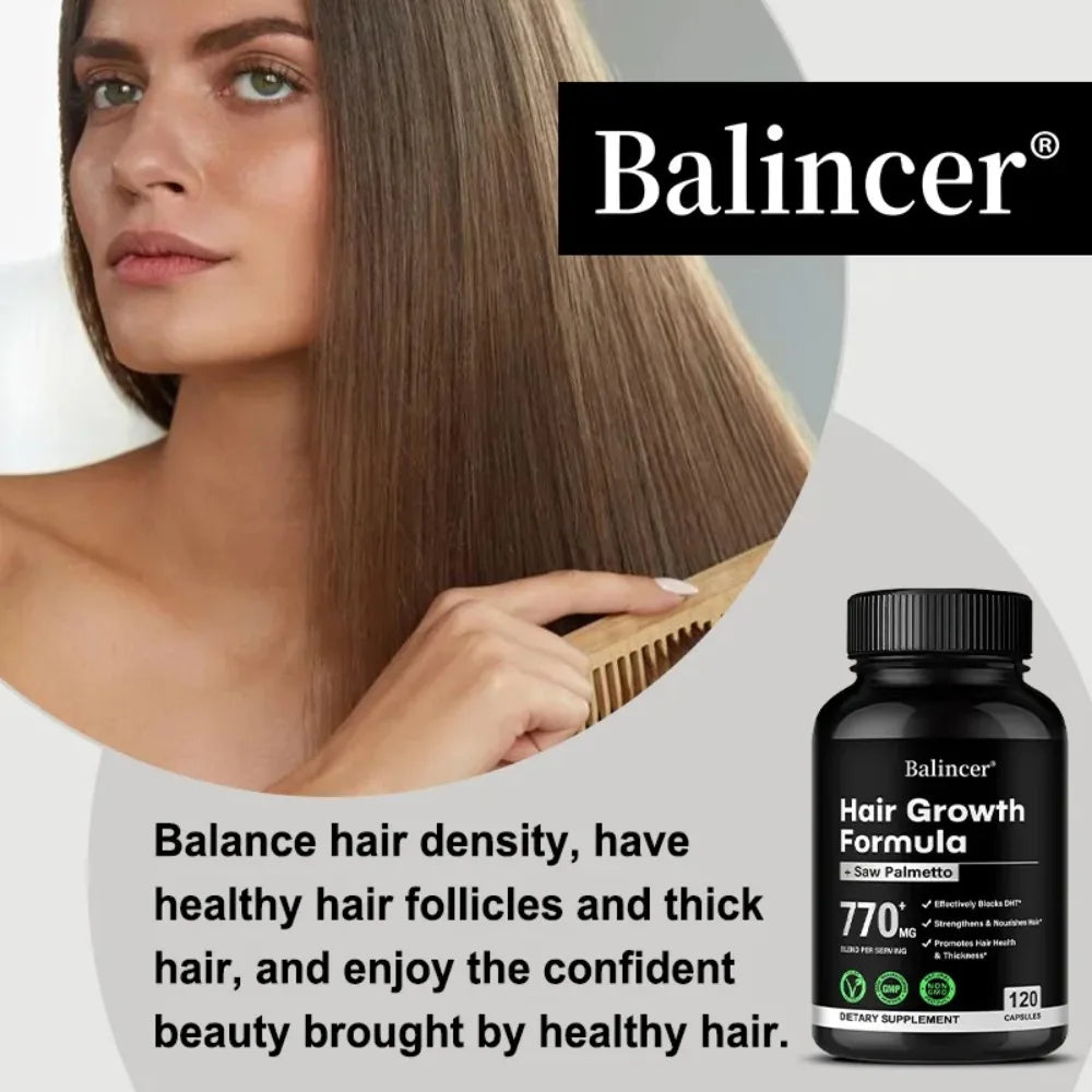 Saw Palmetto, with Biotin, Suitable for Both Men and Women, Promotes Hair Growth and Supports Skin, Nail Health, 120 Capsules