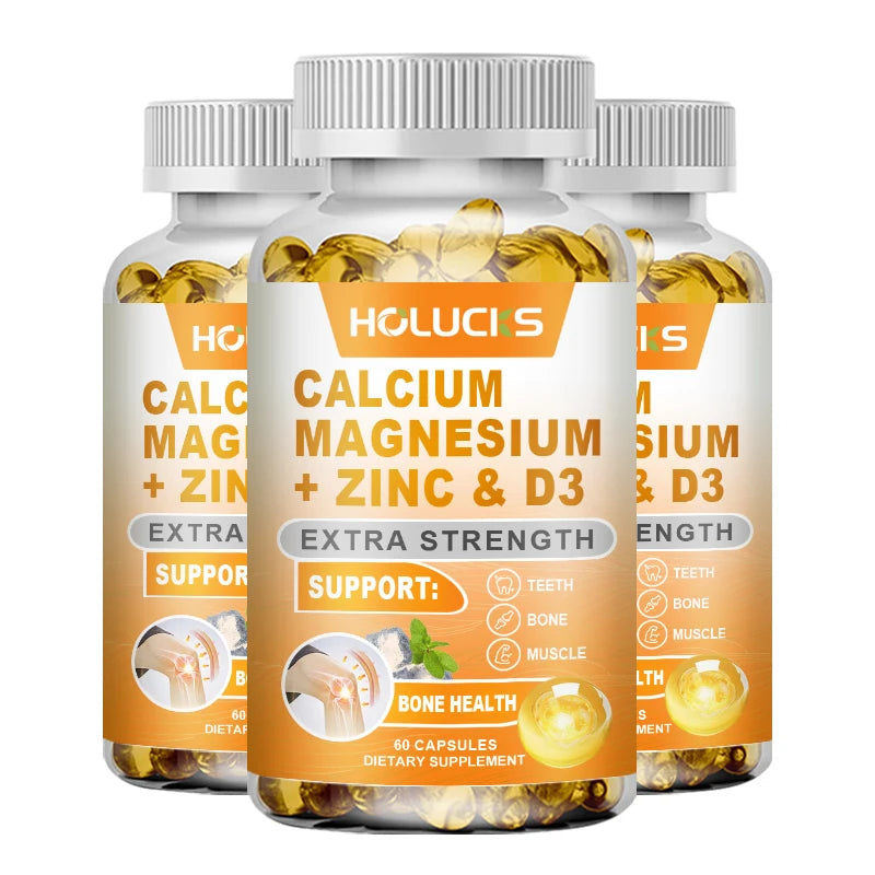 Calcium Magnesium Zinc Supplement, with Vitamin D3, Supports Strong Bones & Teeth, Muscle Health, Immunity & Enhanced Absorption