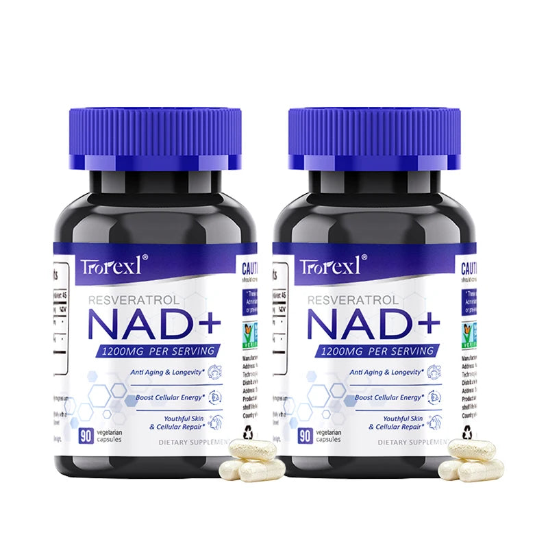 NAD + Resveratrol Supplement NAD Plus Boosting - Supports Cellular Energy, Anti-aging, Metabolism, Skin Health
