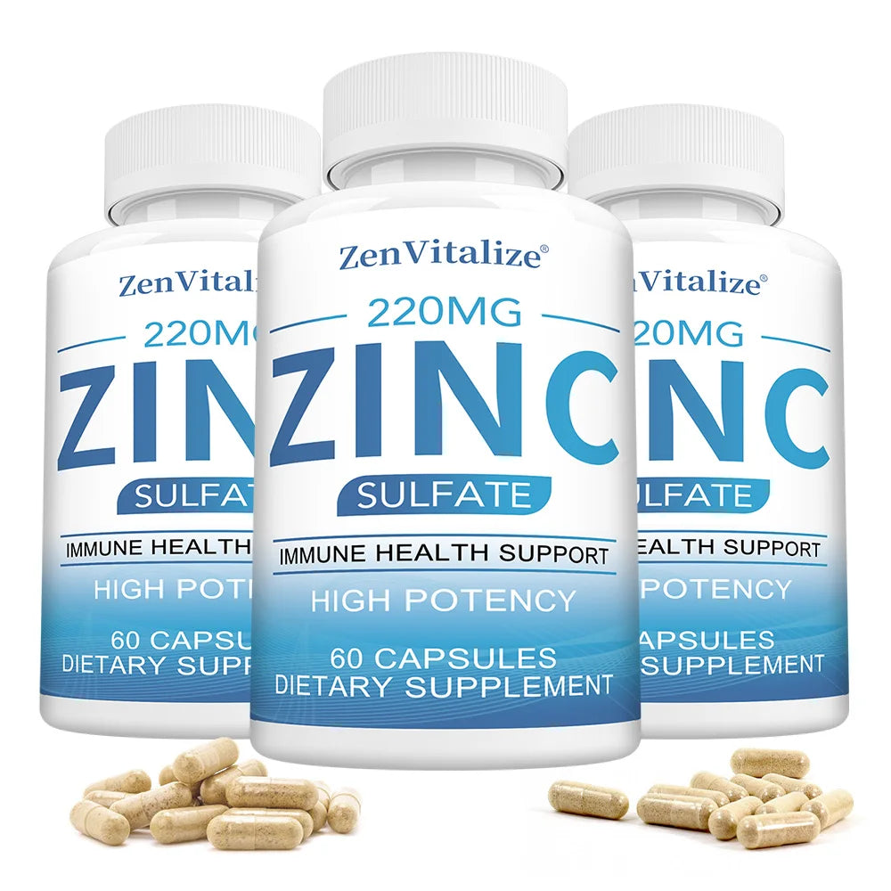 Zinc 50Mg Supplement Capsules – Zinc Sulfate for Antioxidant & Skin Health, Suitable for Both Men and Women