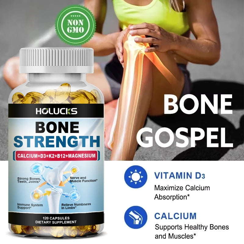 Calcium & Magnesium Supplement with Vitamin D3 K2, Supports Bone Density, Muscle Function, Joint Flexibility & Long-Term Health