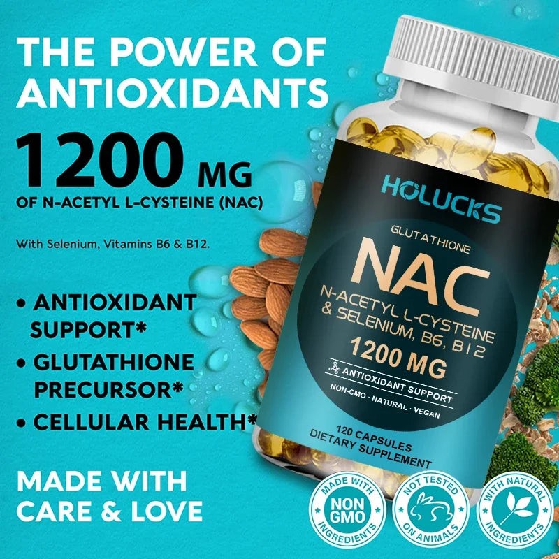 Natural NAC Supplement, Detox & Antioxidant, Anti-Aging, for Liver Health, Immune Support, Skin Care, Hair, Nails