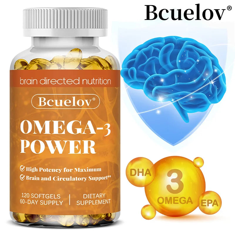 Omega-3 Fish Oil - High-Potency EPA & DHA Supplement for Men & Women, Supports Heart, Joint, Brain Health, Non-GMO, Gluten-Free