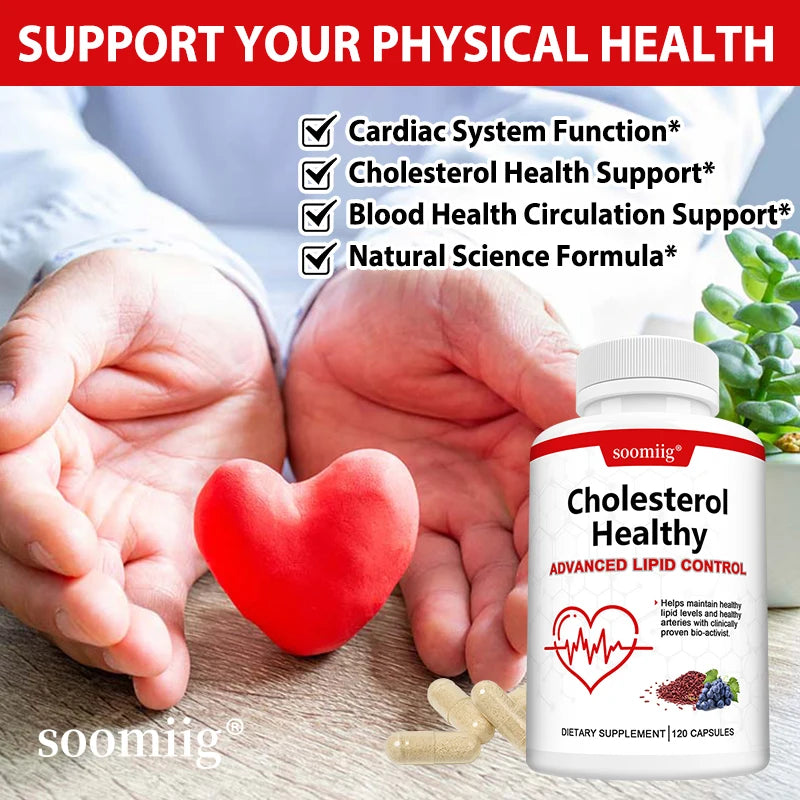 Red Yeast Rice Extract with Grape Seed Supplement Capsules for Heart Health Support - Skin & Eye Wellness, Vegan Friendly