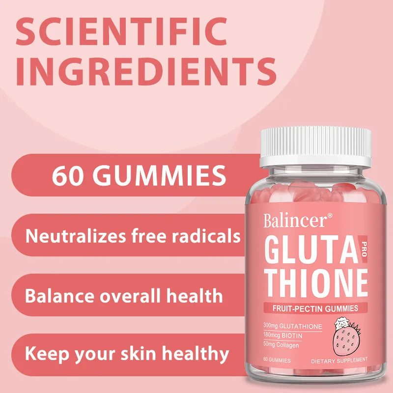 Glutathione Collagen Gummies, Brightening and Anti-aging, Supports Hair, Skin and Nail Health, Glutathione Supplement for Aldult