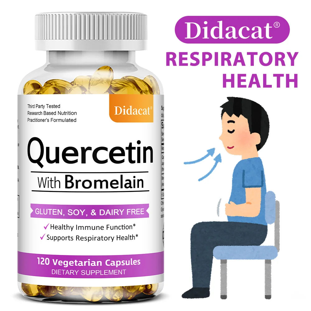 Quercetin with Bromelain Supplement, Enhance Immunity Respiratory, Antioxidant and Help Maintain Cardiovascular Health