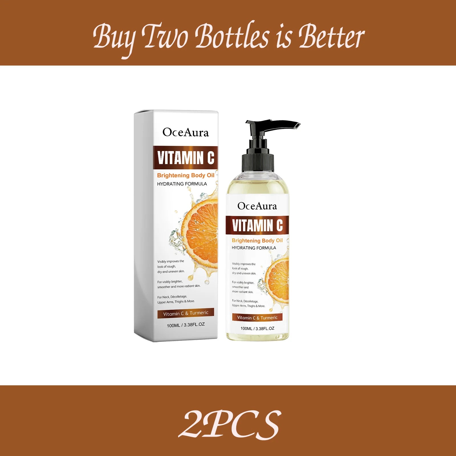OceAura 100ml Vitamin C Skin Care Body Oil Moisturizes Skin Smooth, Moist and Shiny Skin Care Body Oil