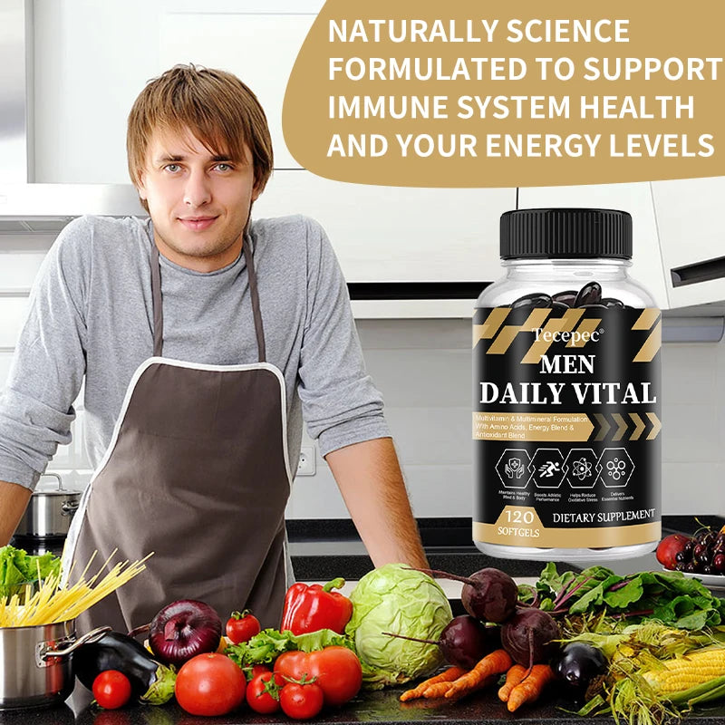 Men's Daily Multivitamin & Mineral Supplement, 22 Essential Nutrients, Supports Energy, Stamina, Immune, Brain & Muscle Health