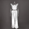 Summer Women Pajama Sleeveless Crop Top Sleepwear Set Wide Leg Pants Lace Trim Loungewear Set Breathable Lightweight Pajamas