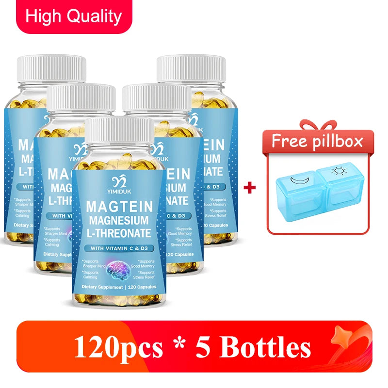 Magnesium L-Threonate Capsules With Vitamin C, Support Focus, Calming Sleep & Brain Health Formula, Men & Women