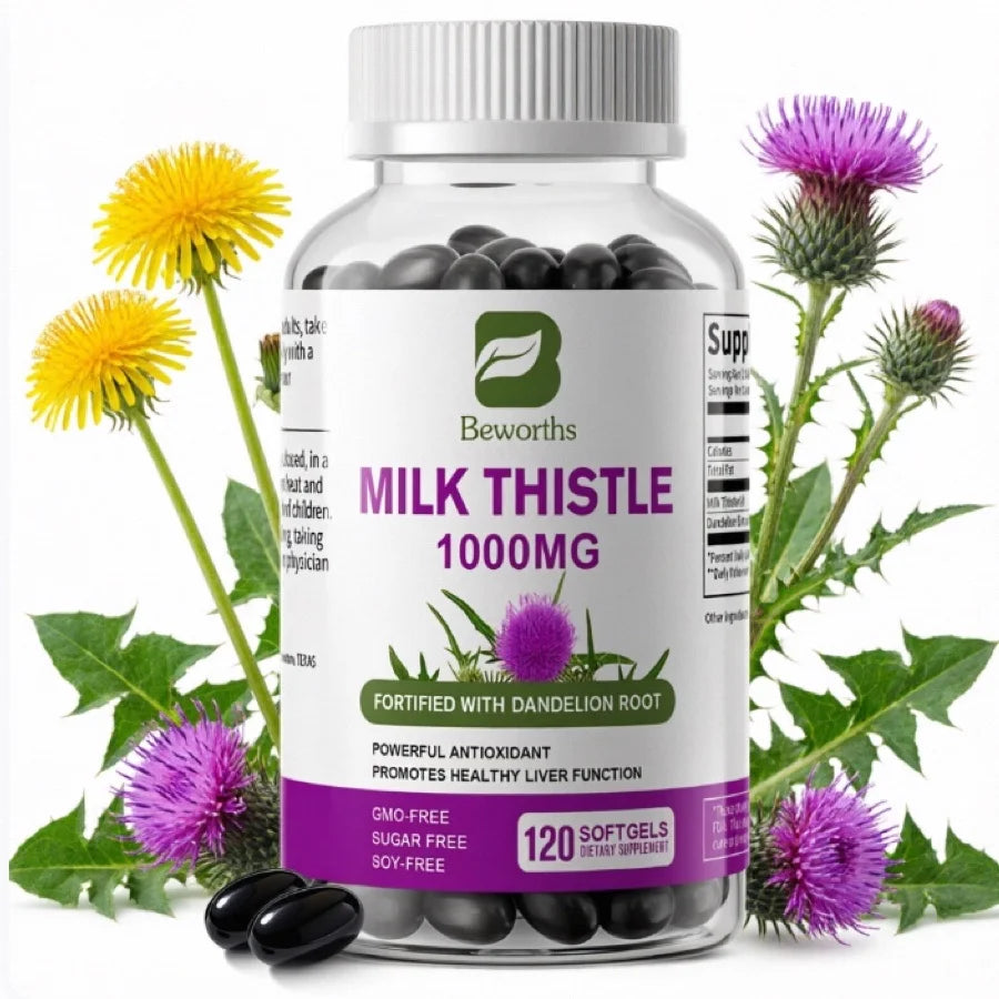 BEWORTHS Milk Thistle Extract Capsule for Liver Health Detox Liver Function Health Skin Care Gut Wellness Gluten Free Vegan