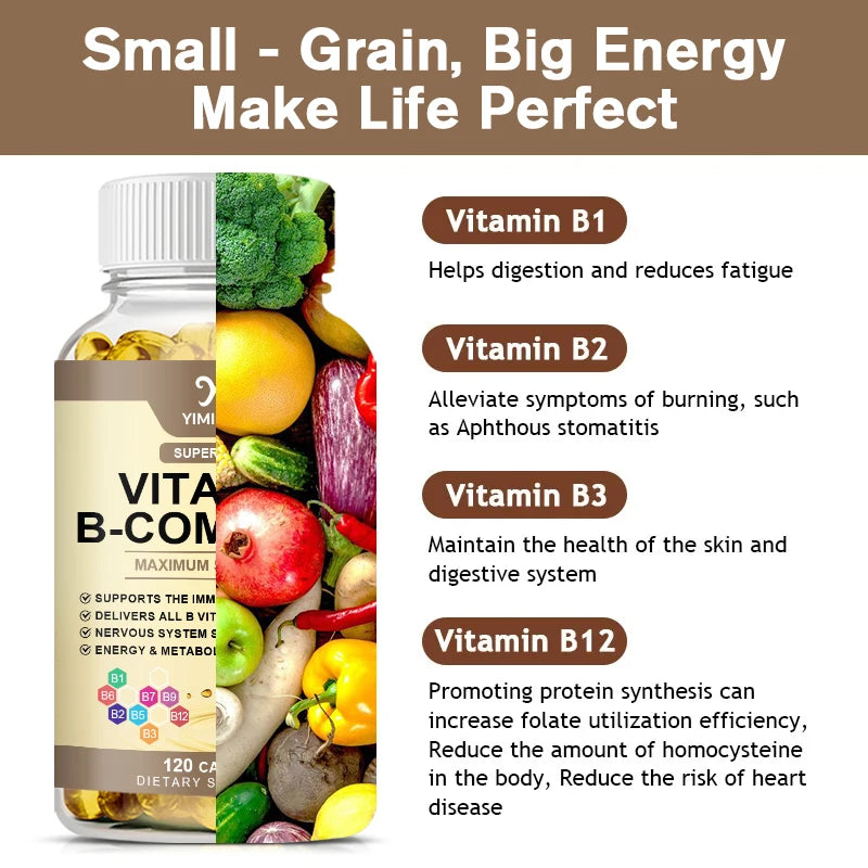Vitamin B Complex Supplement, Supports Immune System, Nervous Health, Energy Production & Metabolic Balance for Men & Women