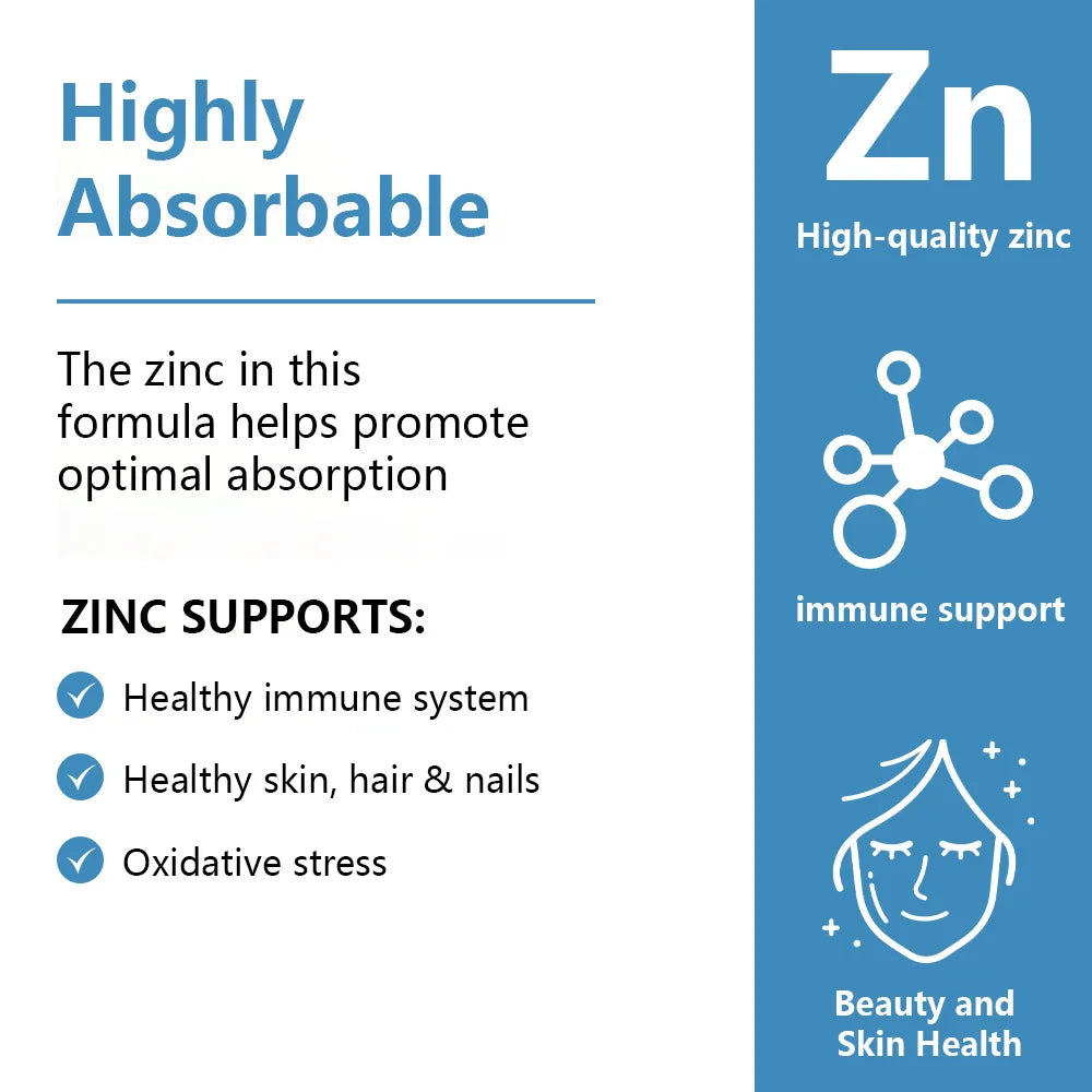 Zinc 50Mg Supplement Capsules – Zinc Sulfate for Antioxidant & Skin Health, Suitable for Both Men and Women