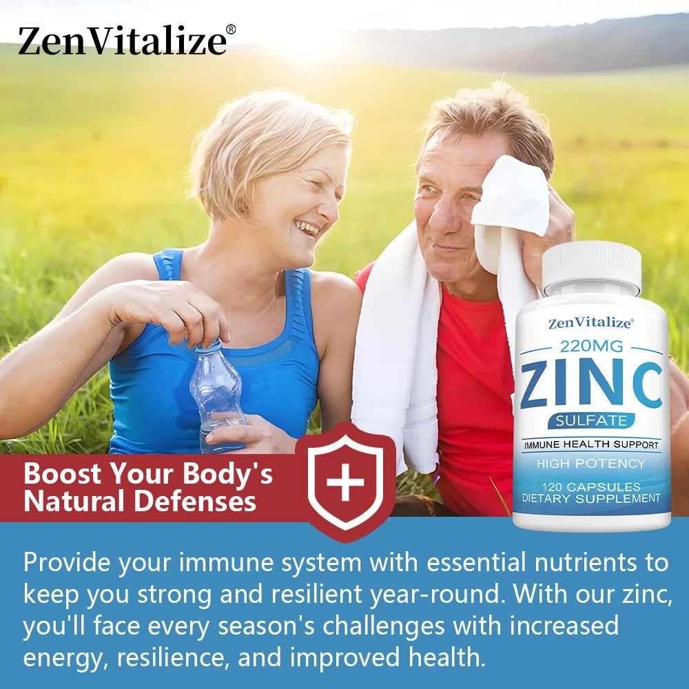 Zinc 50Mg Supplement Capsules – Zinc Sulfate for Antioxidant & Skin Health, Suitable for Both Men and Women