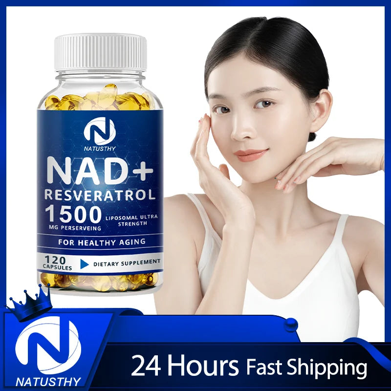 NAD Capsules Supplements - With Trans-Resveratrol, Natural Energy, Anti-aging & Cellular Health, Strengthens The Immune System