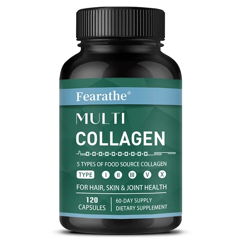 Advanced Multi Collagen with Vitamin C, Hair Skin and Nails Health Vitamins for Women and Men - with Types I II III V X