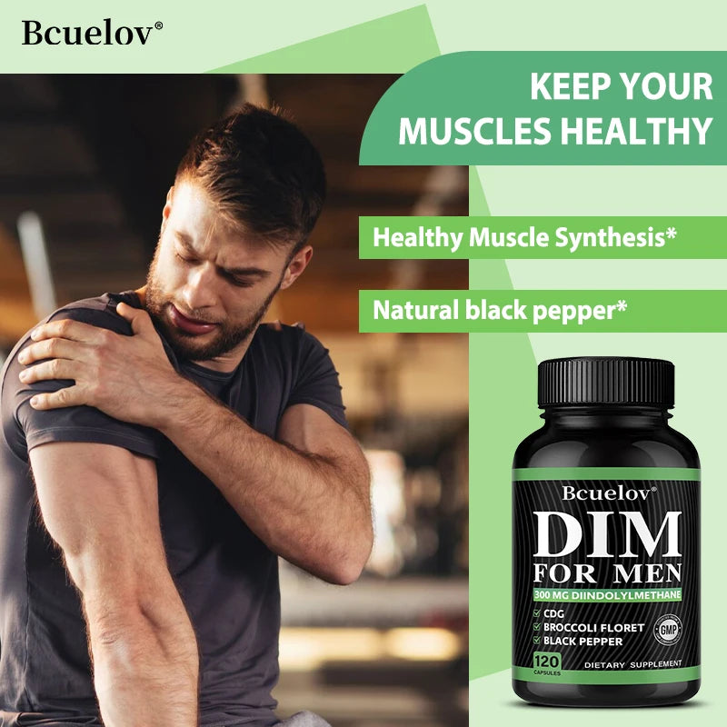 DIM Supplement 120 Capsules with Piperine - Hormone Balance Menopause Prostate Health Metabolism Support, Increase Muscle Mass