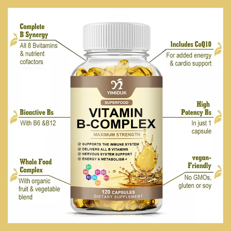 Vitamin B Complex Supplement, Supports Immune System, Nervous Health, Energy Production & Metabolic Balance for Men & Women