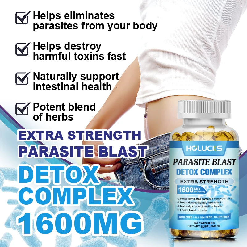 Extra Strength Parasite Cleanse Supplement, Natural Herbal Blend, Support Intestinal Health & Full Body Detox for Men & Women
