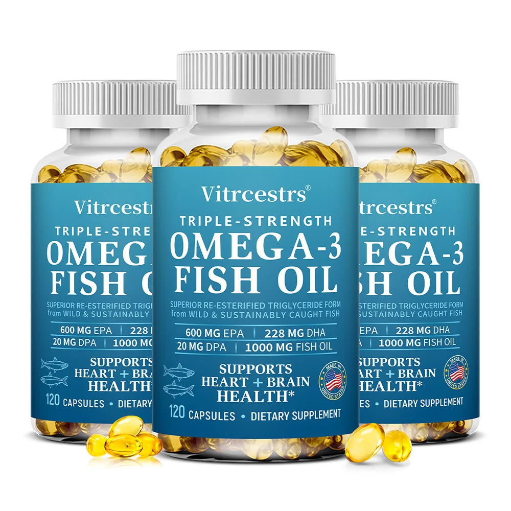 Omega 3 Fish Oil Supplement - Boosts Immunity and Promotes Joint, Eye and Skin Health, Beneficial for Brain and Heart Health