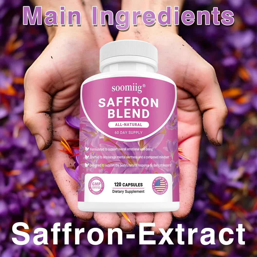 Saffron Supplements Saffron Extract for Mood & Memory, Eye Health - Joint Supplement for Women & Men - 120 Vegan Capsules