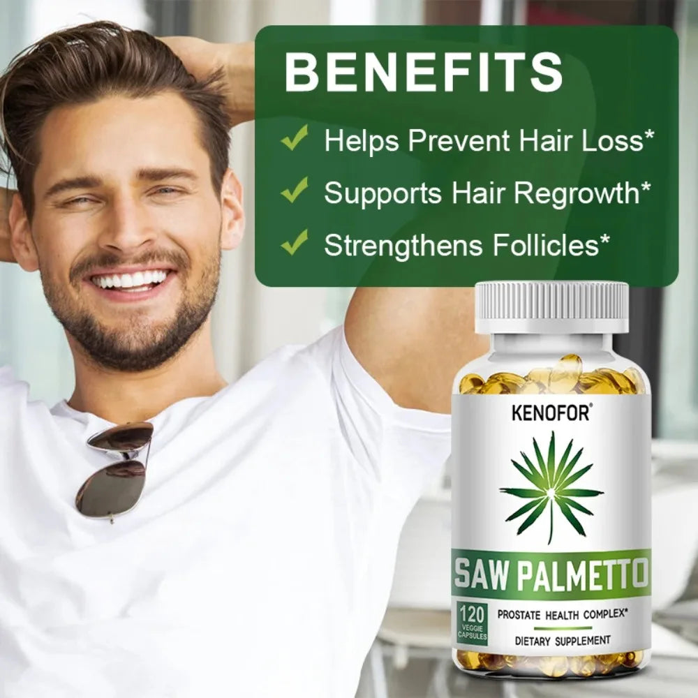 Saw Palmetto Extract Capsules Prostate Health Supplement Hair Growth for Mens Help Normal Urination Frequency