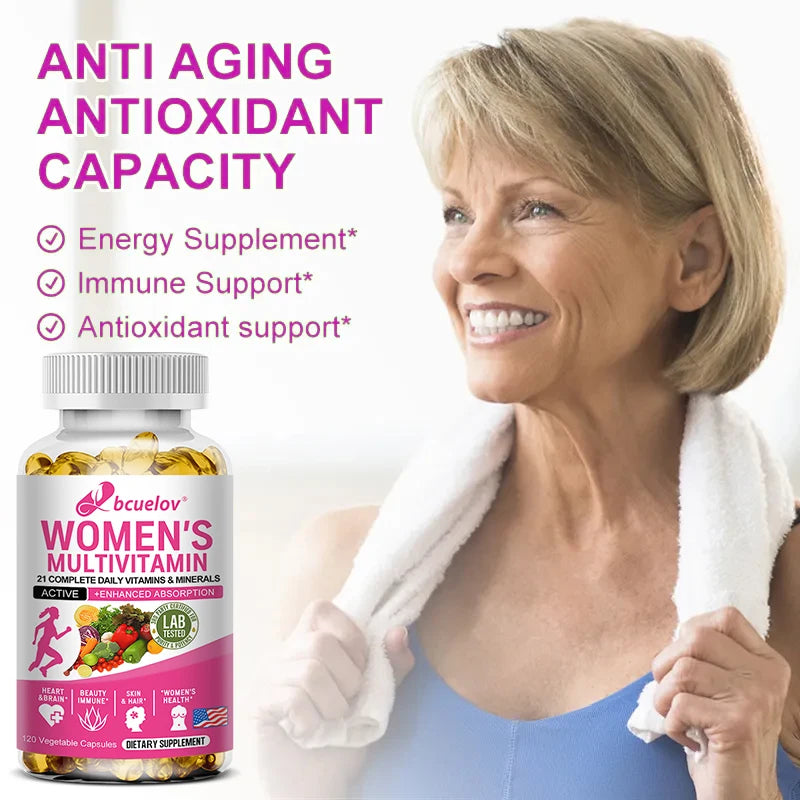 Daily Multivitamin for Women Capsules - Multivitamin and Multimineral Supplement for Skin Hair Health Energy Immune Support